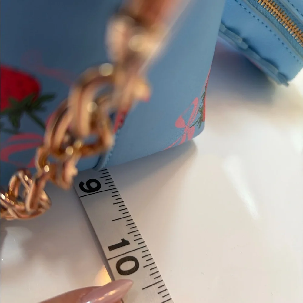 #101 NWT Juicy Couture All 3 Blue,Pink,and Yellow Sweet Strawberry Mini Tote Set - Picture 9 of 13